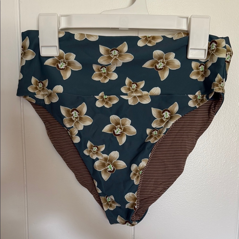 Acacia Swimwear Floral High-Waist Bottoms - Blue and Brown